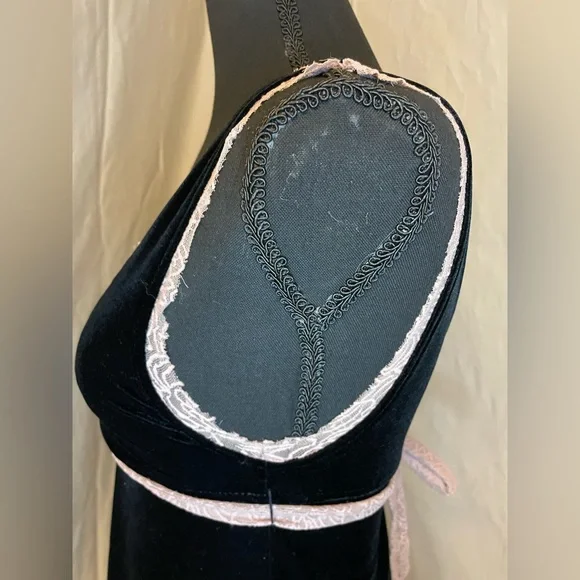 Free People Black Velvet Dress with Pink Trim - Picture 10 of 12
